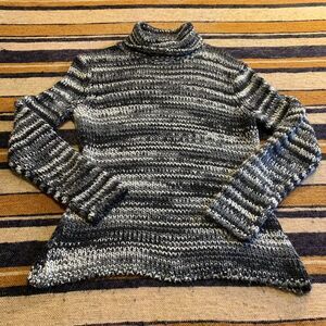 Chunky Knit Turtleneck Sweater Black‎ Gray Y2K Preppy Academia Pursuits Ltd Med